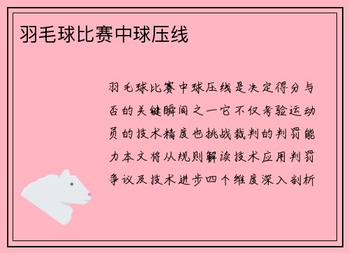 羽毛球比赛中球压线